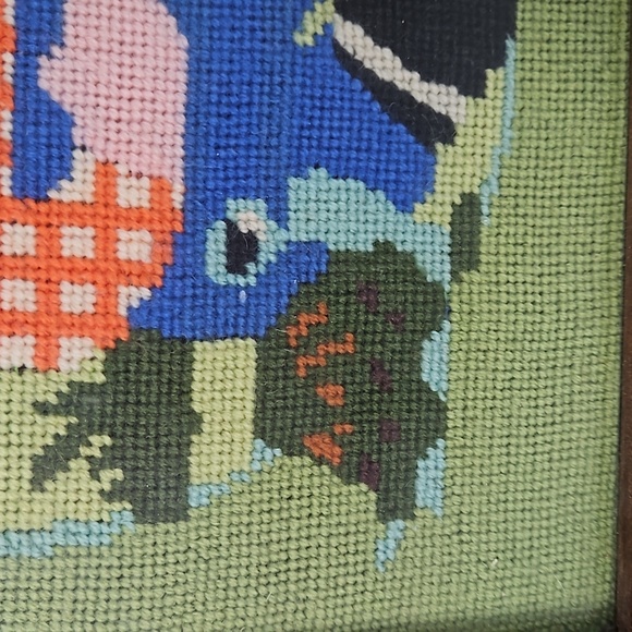 Rare Vintage Colorful Needlepoint of Framed Raggedy Andy - Picture 5 of 7